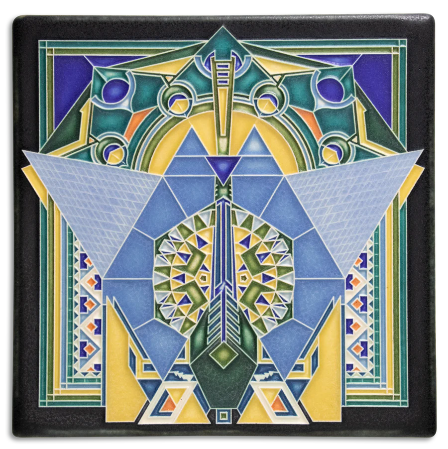 Motawi Tileworks - 8"x 8" Tile - 'Imperial Peacock' (Turquoise) #8382