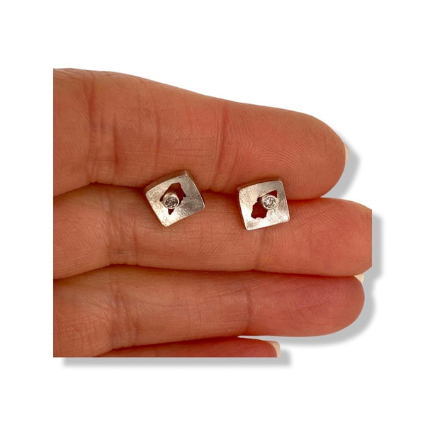 Jennifer Lippman Bruno Design - Earrings - Cutting Edge Square Studs #ESSD-030