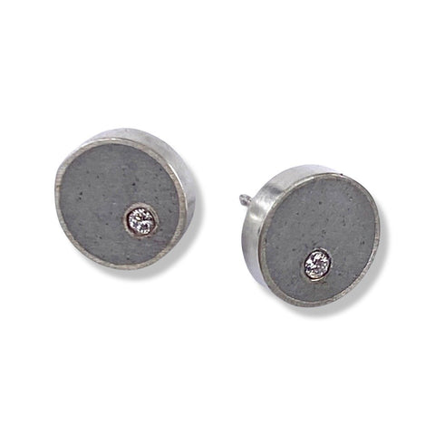 Jennifer Lippman Bruno Design - Earrings - Effortless Circle Studs (Grey Concrete) #ESCD-001G