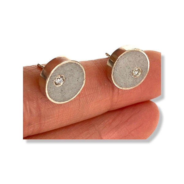 Jennifer Lippman Bruno Design - Earrings - Effortless Circle Studs (Grey Concrete) #ESCD-001G