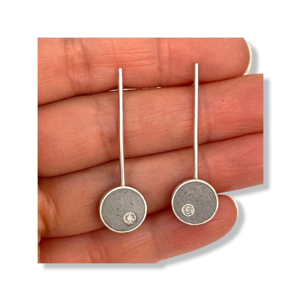 Jennifer Lippman Bruno Design - Earrings - Effortless Circle Drop (Grey Concrete) #ESCD-020G