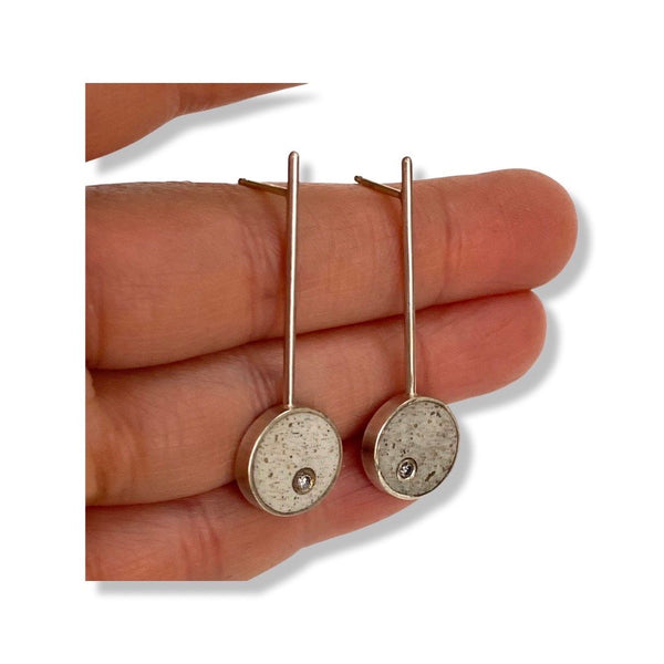 Jennifer Lippman Bruno Design - Earrings - Effortless Circle Drop (White Concrete) #ESCD-020W