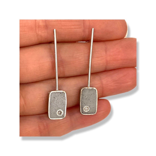 Jennifer Lippman Bruno Design - Earrings - Effortless Rectangle (Grey Concrete) #ESCD-024G