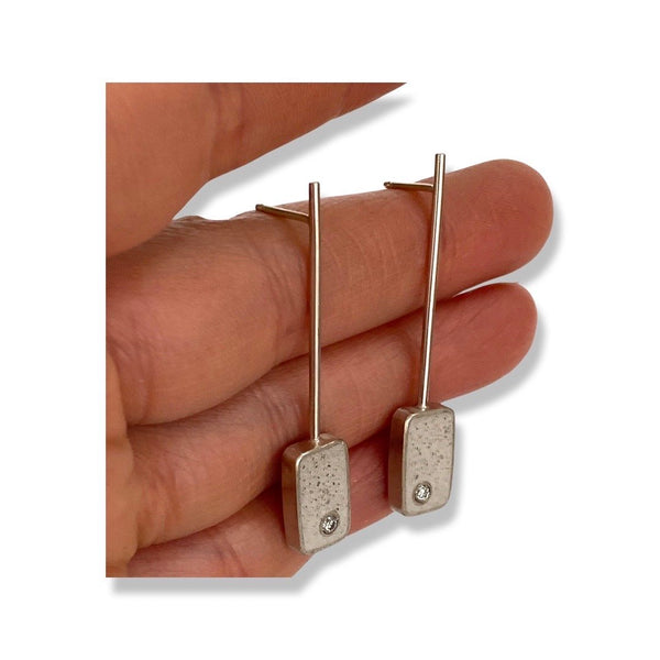 Jennifer Lippman Bruno Design - Earrings - Effortless Rectangle (White Concrete) #ESCD-024W
