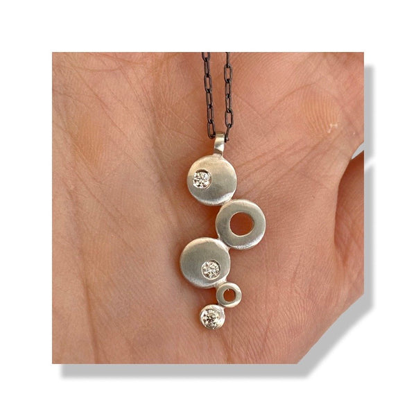 Jennifer Lippman Bruno Design - Necklace - Elongated Bubble (Three Diamonds) #PSSD-006
