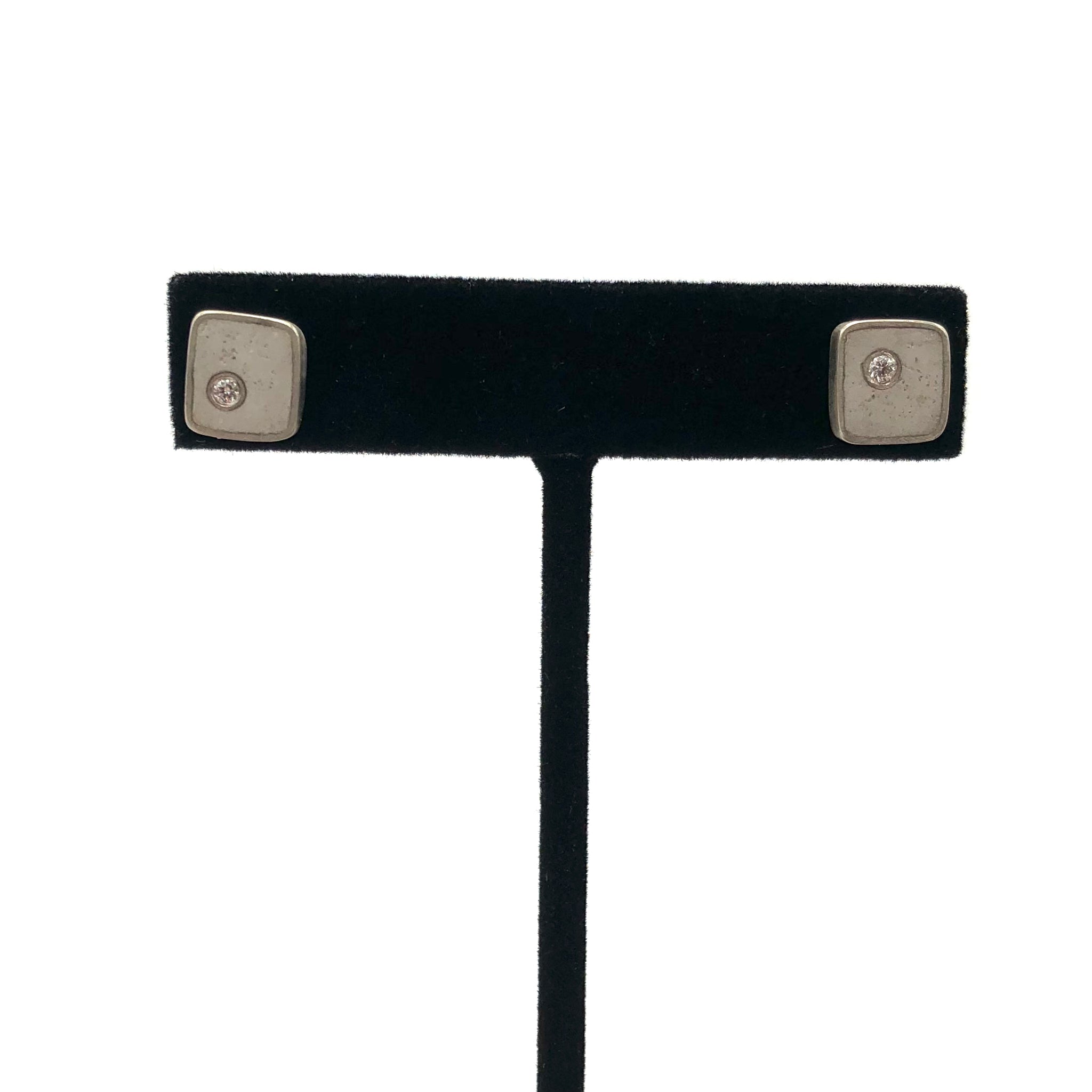 Jennifer Lippman Bruno Design - Earrings - Effortless Square Studs (White Concrete) #ESCD-022W