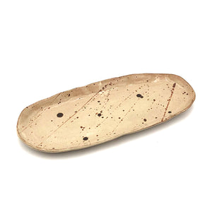 Joan Searles - Flat Serving Dish - Hand Formed 5.75"x 14" (Speckled Cream)