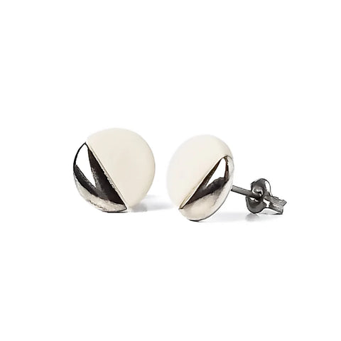 Manda Wylde Designs - Earrings - Lustre Post (White & Platinum)
