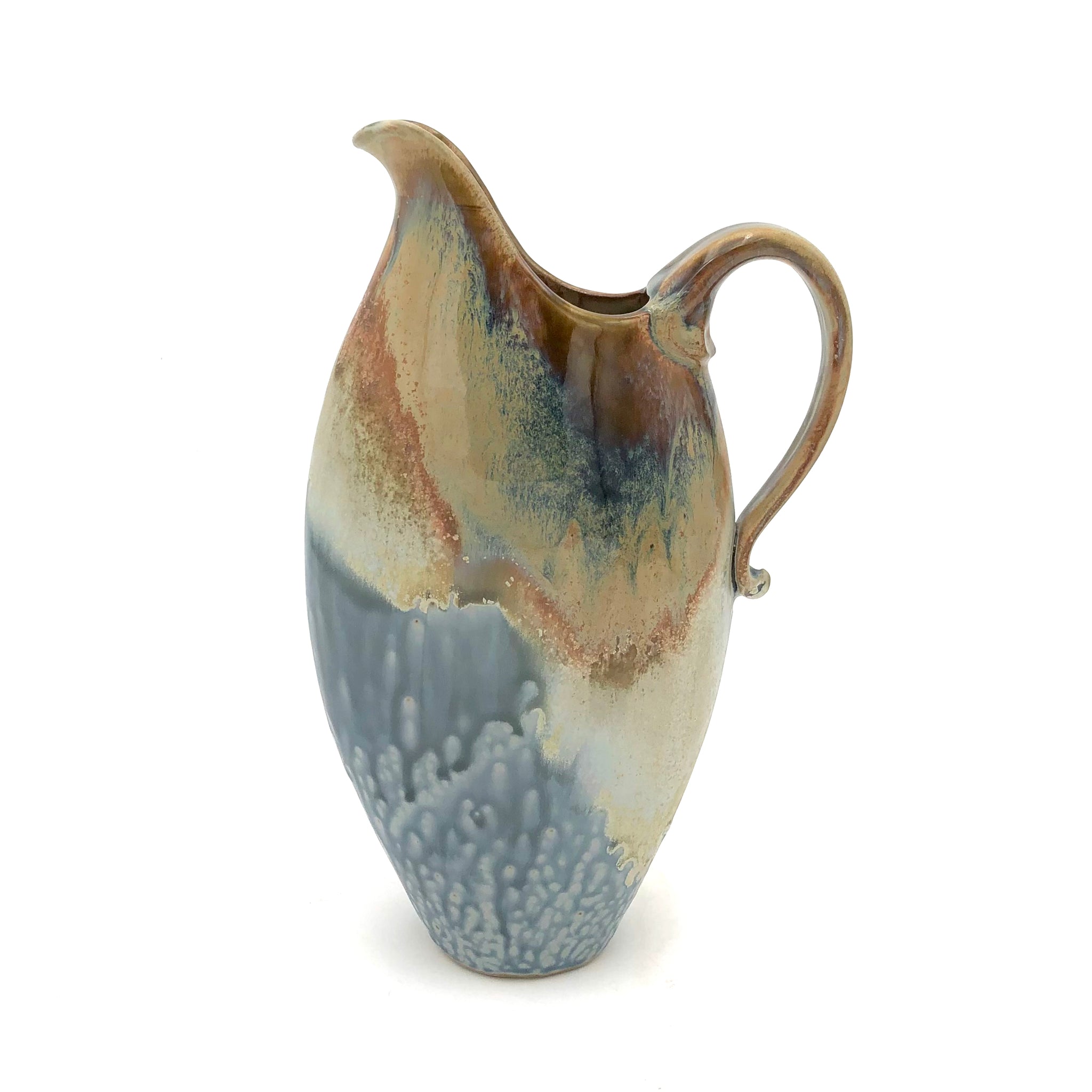 Danny Meisinger - Medium Flat Pitcher (Blue & Tan Ash Glaze)