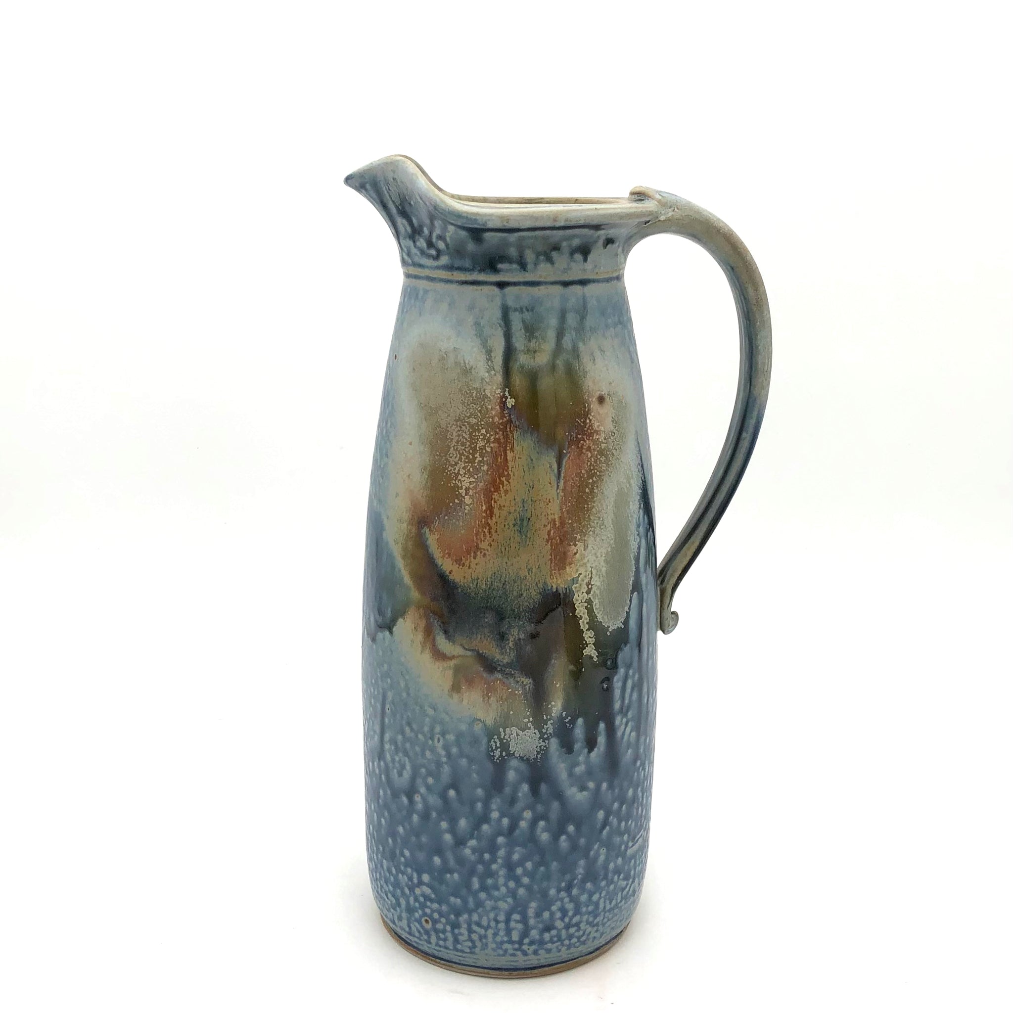 Danny Meisinger - Large Flat Bottomed Pitcher (Blue & Tan Ash Glaze)
