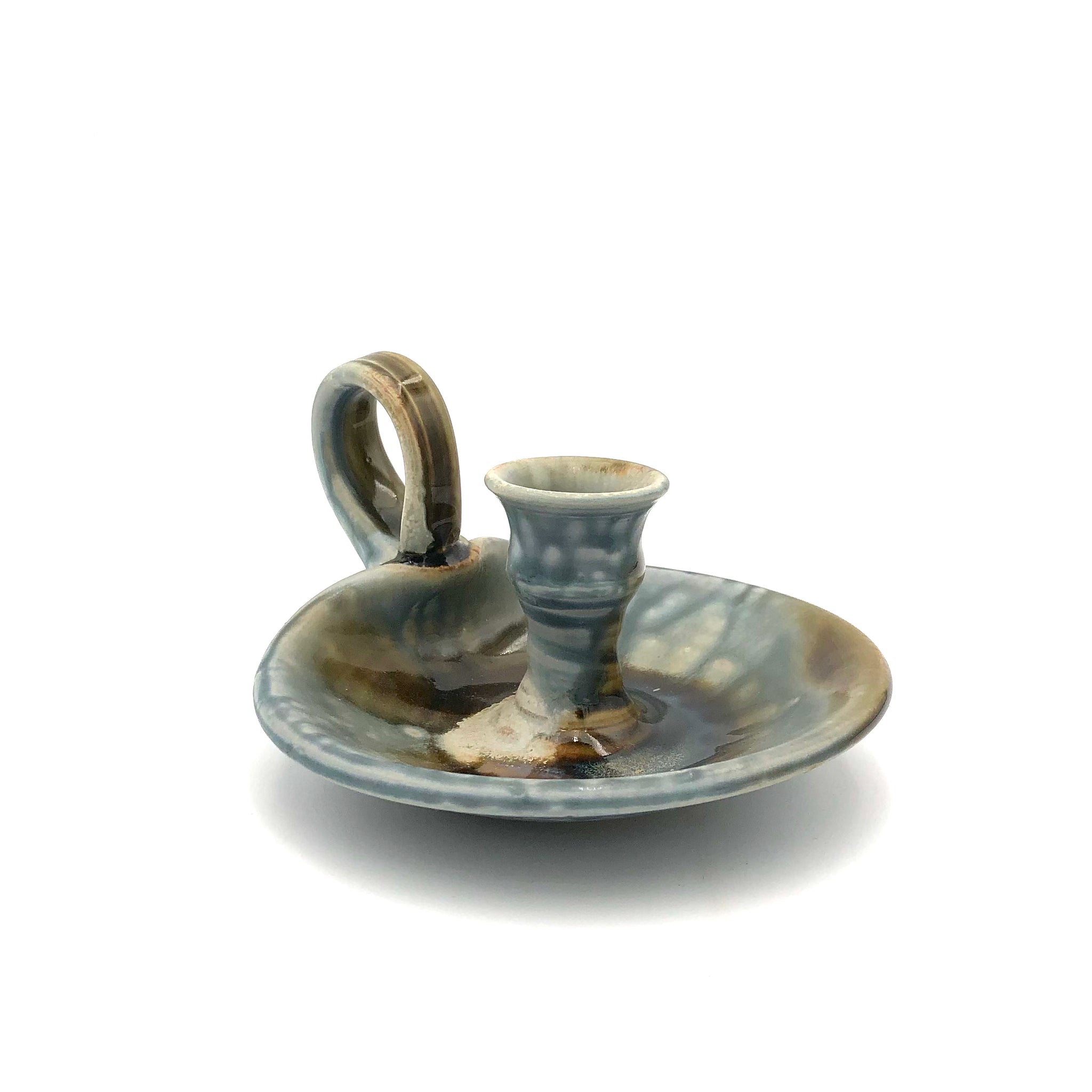 Danny Meisinger - Candlestick Holder with Handle (Blue Ash Glaze)
