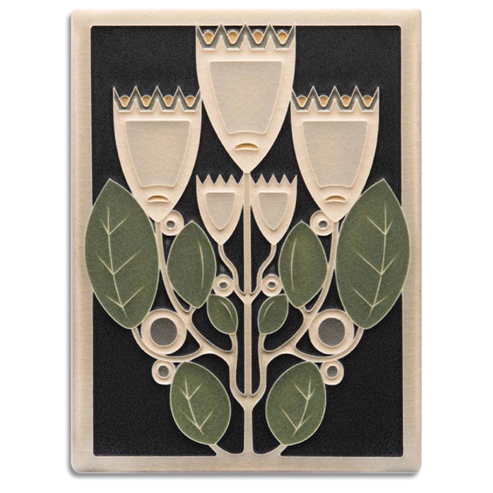 Motawi Tileworks - 6"x 8" Tile - 'Crown Quintet' (Black) #6881