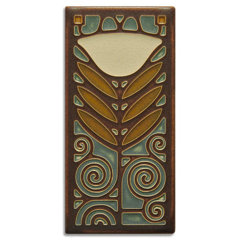 Motawi Tileworks - 4"x 8" Tile - 'Dard Hunter Poppy' (Stone) #4882