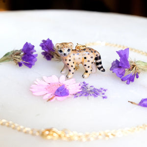 Peter + June - Necklace - Hand-Painted Porcelain Pendant (Cheetah)