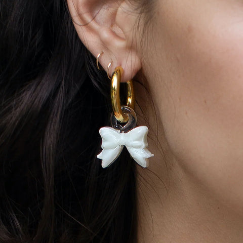 Peter + June - Earrings - Glass 'Bowie' Hoops #F2085