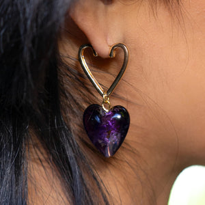 Peter + June - Earrings - Glass 'Heart to Heart' Hoops #E6329