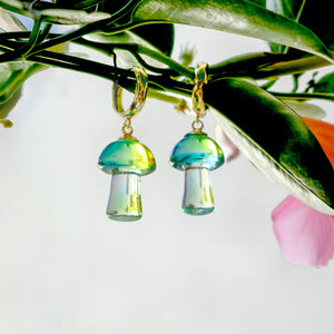 Peter + June - Earrings - Glass 'Shroom Boom' Hoops (18K Gold-Plated)