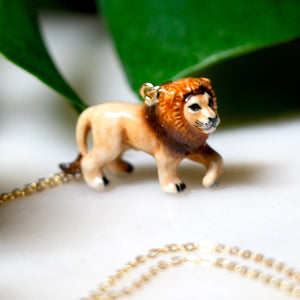 Peter + June - Necklace - Hand-Painted Porcelain Pendant ('Lion's Den')