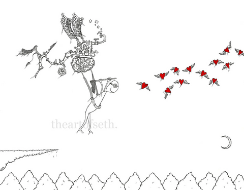 Seth Pitt - 11" x 14" Print - 'So Oliver built himself a flying machine' #O11