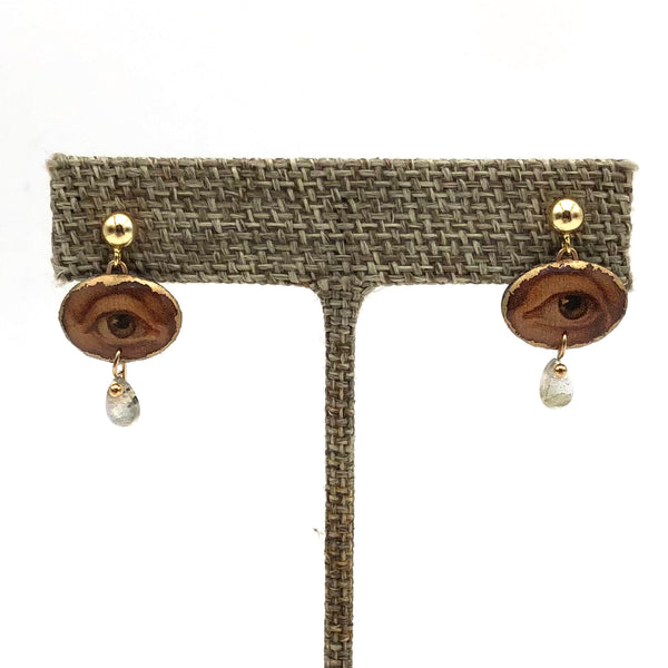 Folkloric Jewelry - Earrings - Pixie Eye Post Dangles (Assorted Blue Topaz, Labradorite, Pearls)