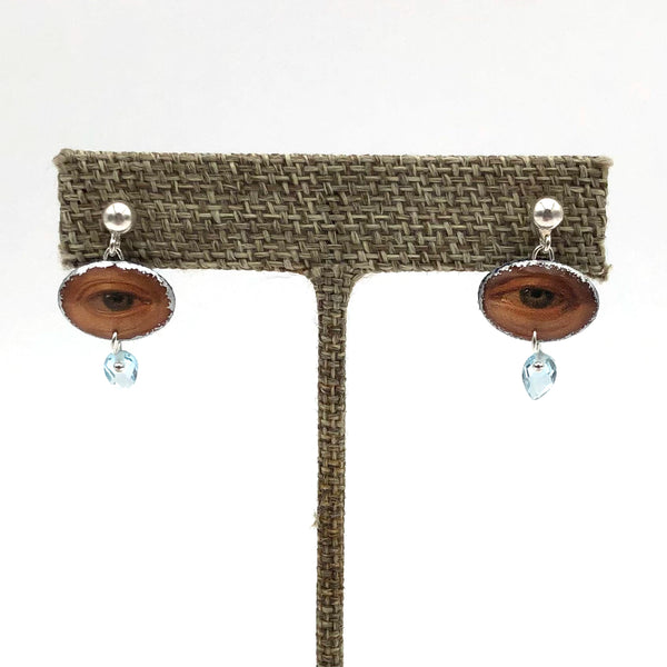 Folkloric Jewelry - Earrings - Pixie Eye Post Dangles (Assorted Blue Topaz, Labradorite, Pearls)