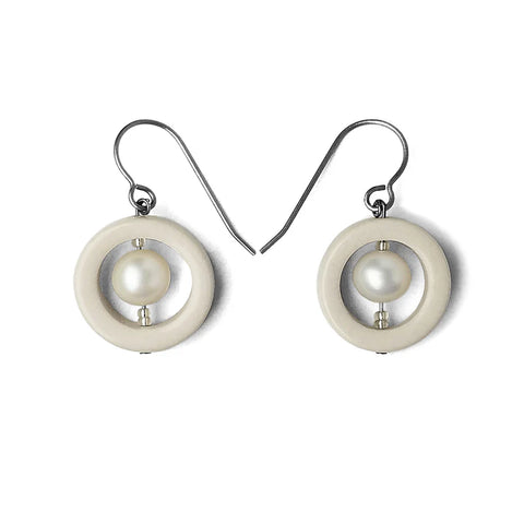 Manda Wylde Designs - Earrings - Porcelain and Pearls Single Pearl
