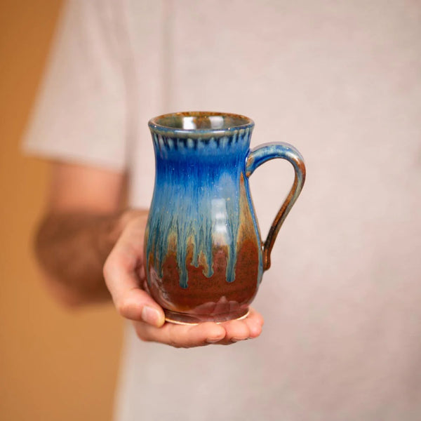 Blanket Creek Pottery - Curved Mug (Amber Blue)