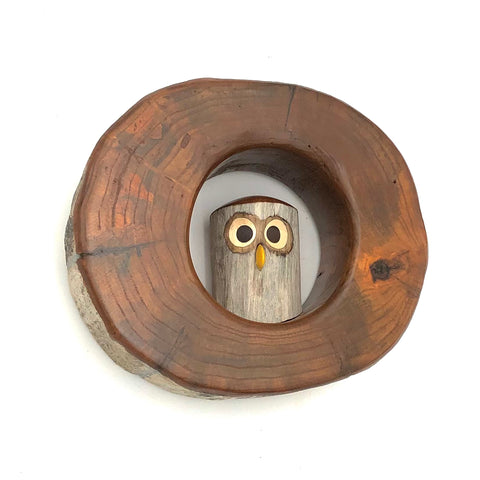 Rarebirds - Wooden Sculpture - 6" Owl in Ring