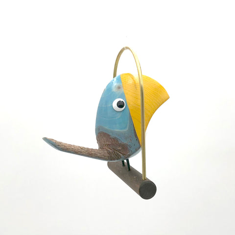 Rarebirds - Wooden Sculpture - Medium Parrot on Swing