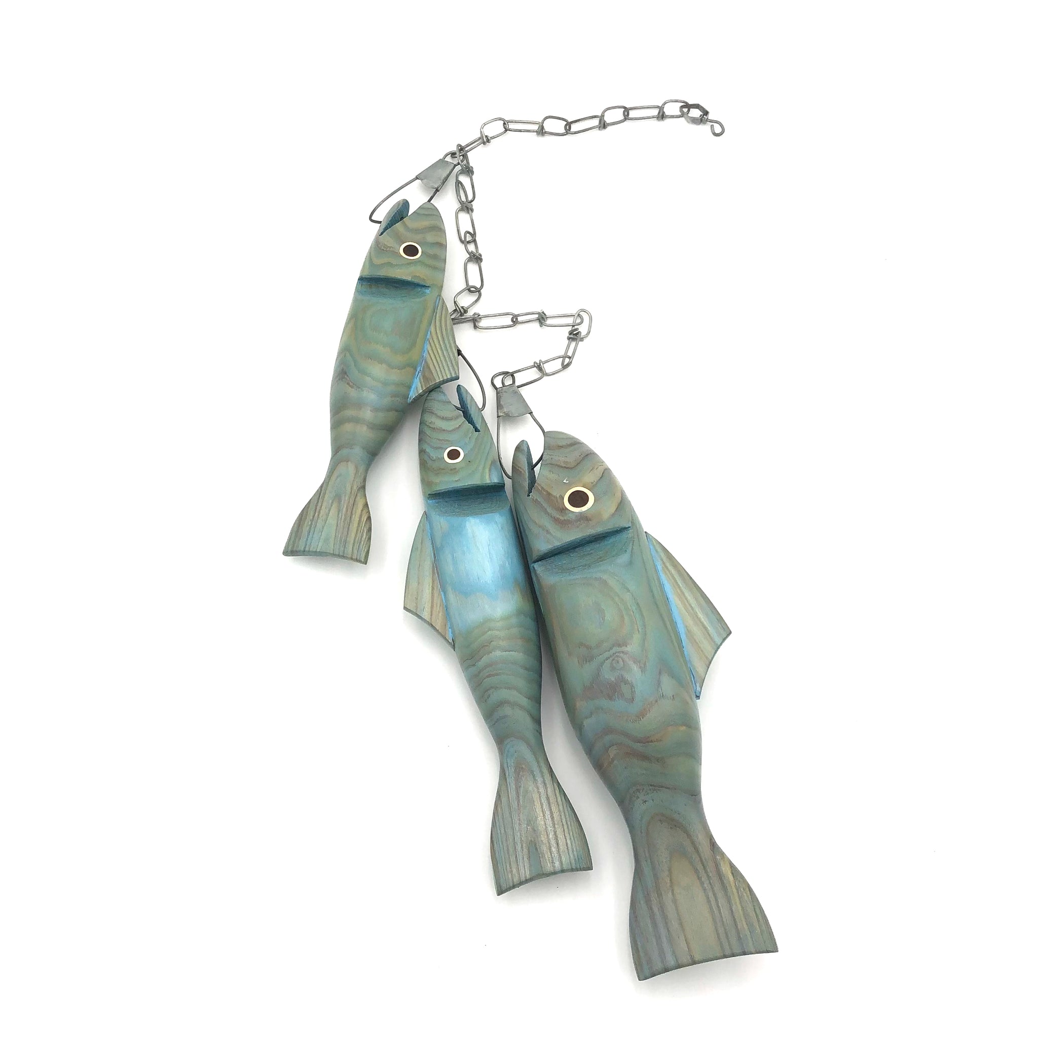 Rarebirds - Wooden Sculpture - String of 3 Fish