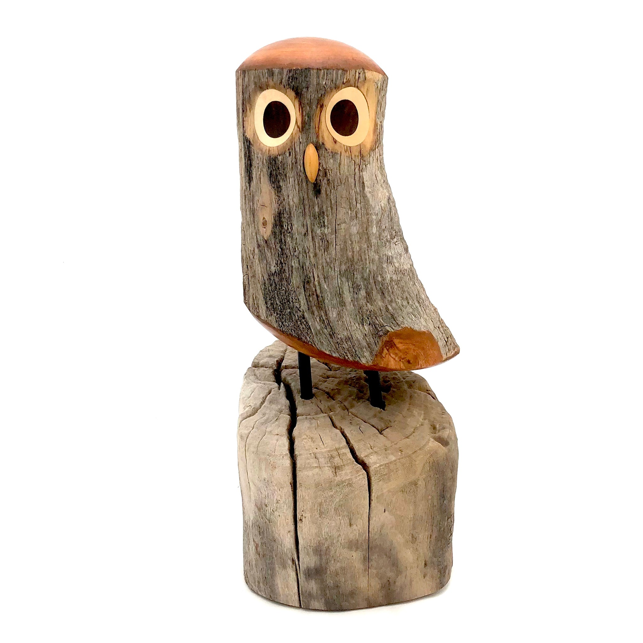 Rarebirds - Wooden Sculpture - 11" Owl on Stump
