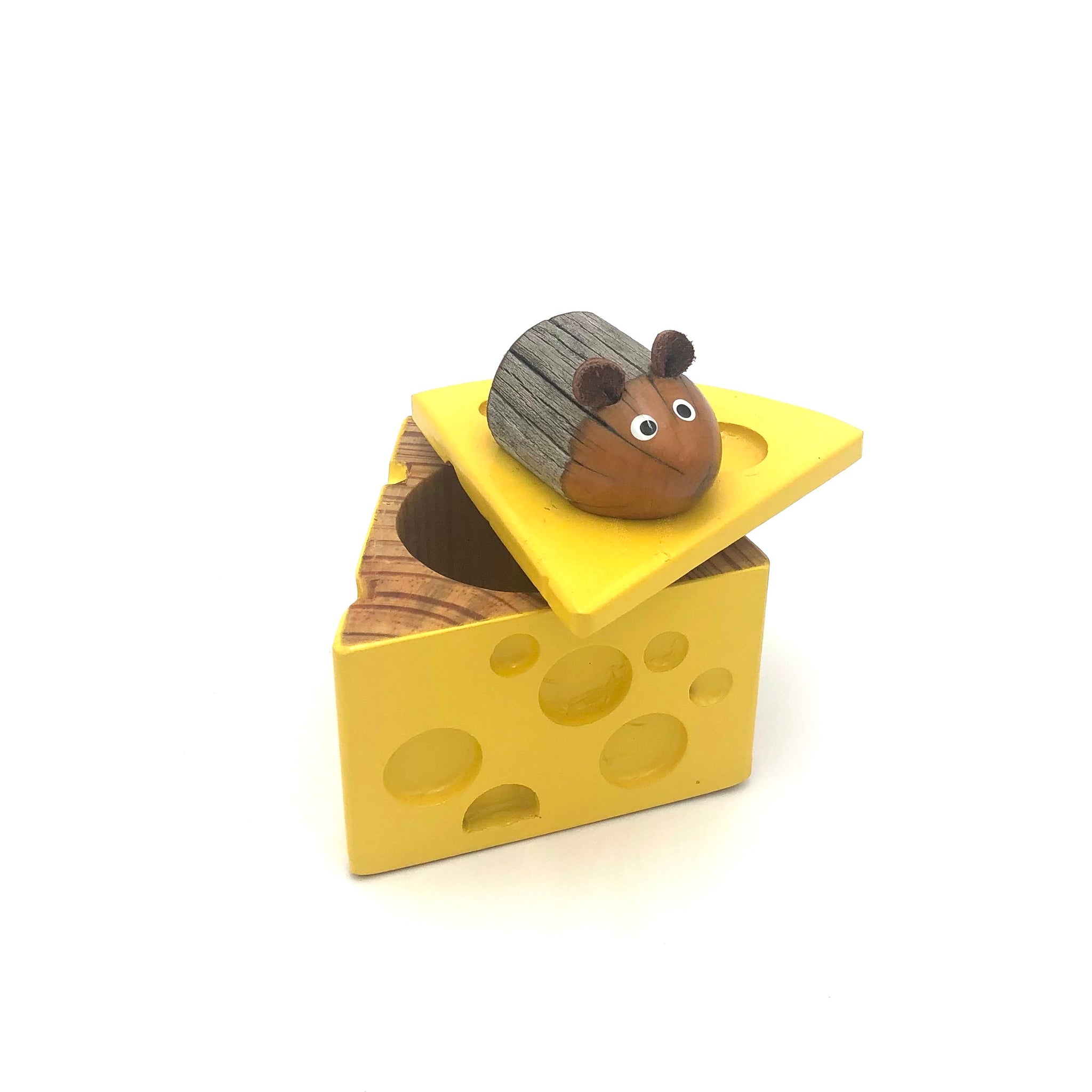 Rarebirds - Wooden Sculpture - Mouse on Cheese Box