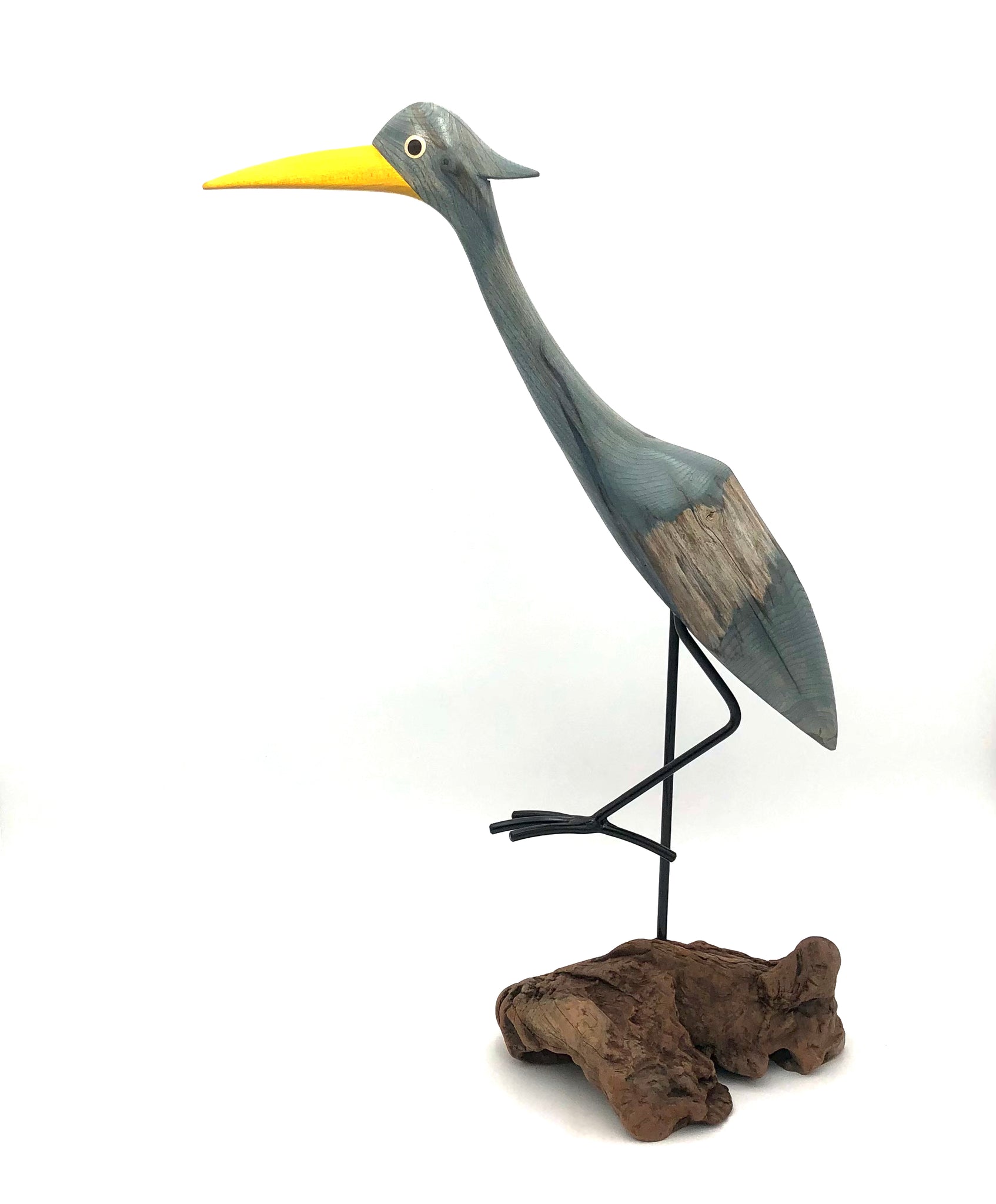 Rarebirds - Wooden Sculpture - 23" Blue Heron