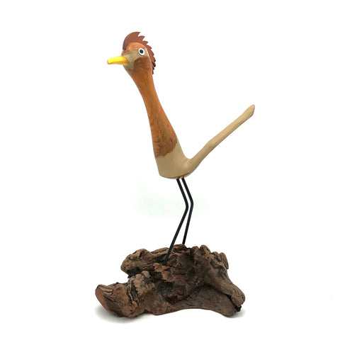 Rarebirds - Wooden Sculpture - 18" Standing Crested Roadrunner