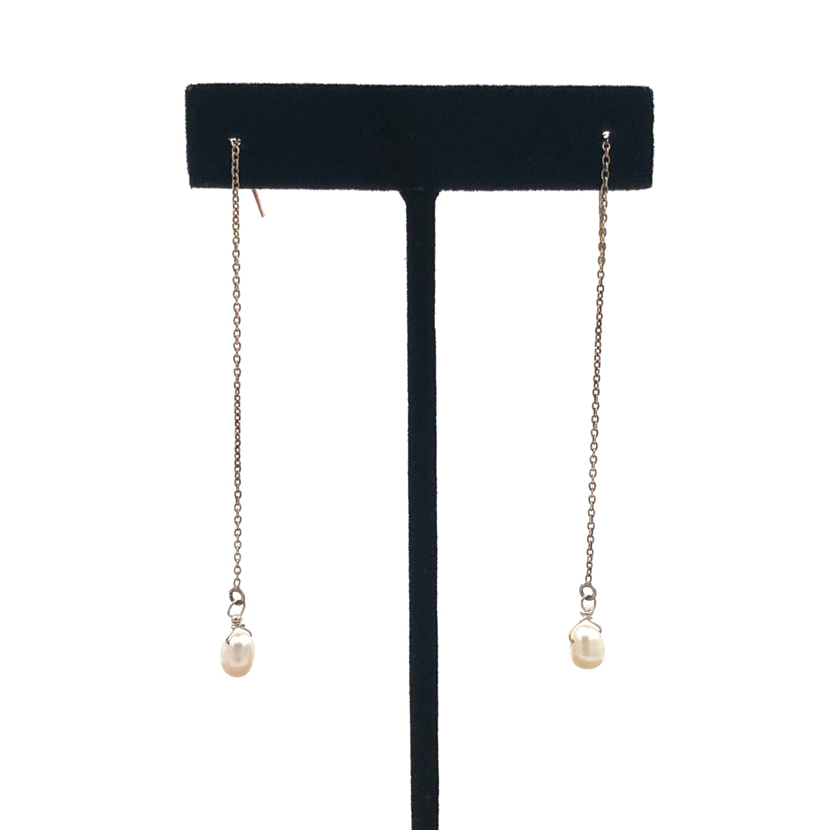 Marysa Sacerdote - Earrings - Sterling Silver Chain Pull Through (Pearl)
