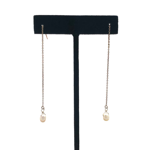 Marysa Sacerdote - Earrings - Sterling Silver Chain Pull Through (Pearl)