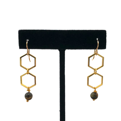 Marysa Sacerdote - Earrings - KINETIC Honeycomb (Tiger's Eye)