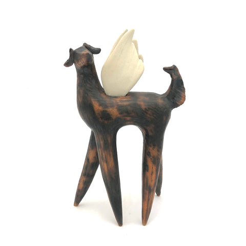 Cathy Broski - Wood-Fired Ceramic Sculpture - Dog with Wings