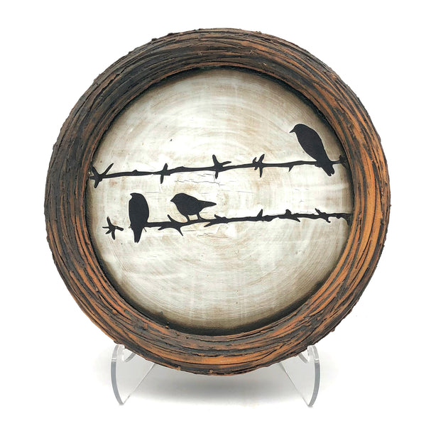 Cathy Broski - Ceramic Wall Hanging - Nest Plate with Bird Etching (Assorted Designs)