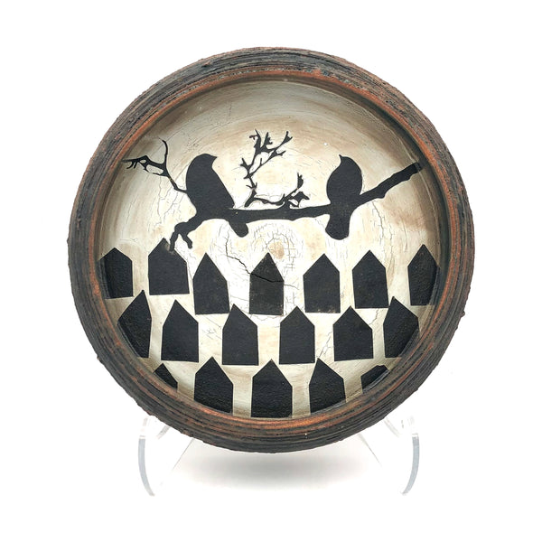 Cathy Broski - Ceramic Wall Hanging - Nest Plate with Bird Etching (Assorted Designs)