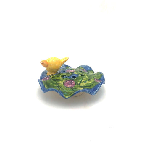 Susan & Peter Stark - Ceramic Flower Frog (Blue)