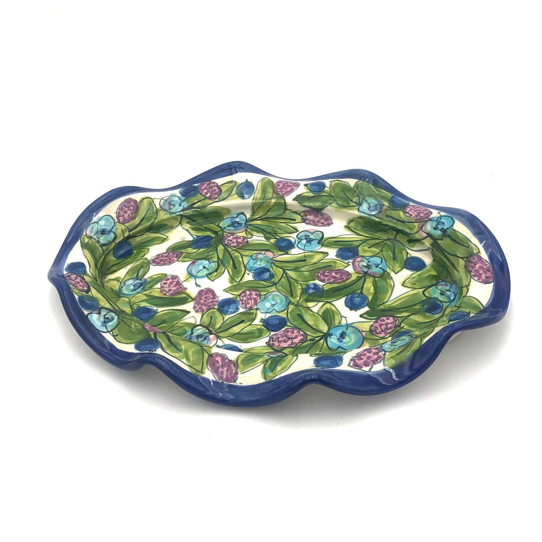 Susan & Peter Stark - Flat Ceramic Oval Dish (Blue)
