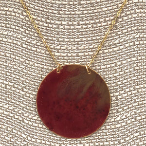 Lowery - Necklace - Large Rosewood Brass Circle #N1803