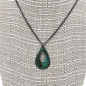 Lowery - Necklace - Open Teardrop Necklace (Sky Texture) #N1934