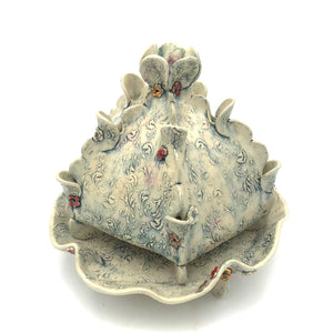 Susan Speck - Large White Ceramic Tulip Vase & Plate