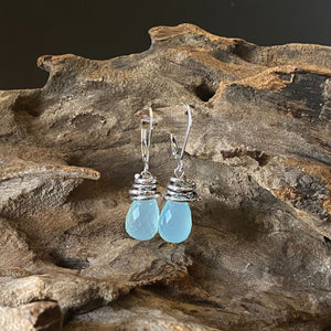 Susan Rodgers Designs - Earrings - 'Swirl' (Aqua Chalcedony) #HE-203