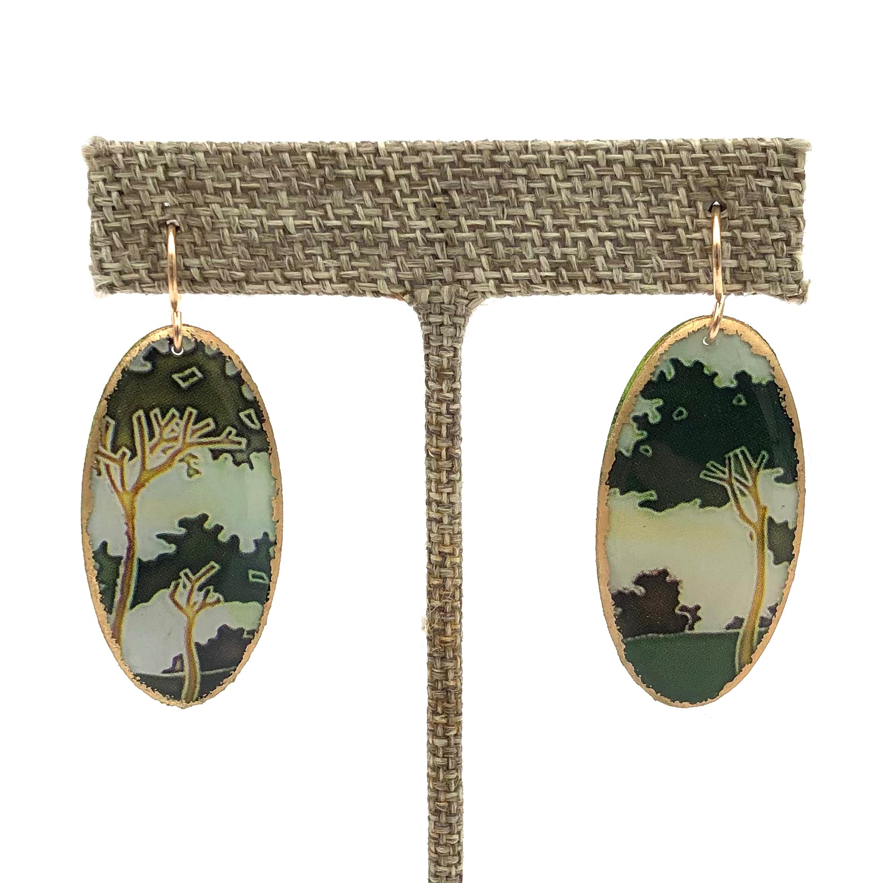 Folkloric Jewelry - Earrings - Shield Dangle (Johann von Schwarz 'Trees')