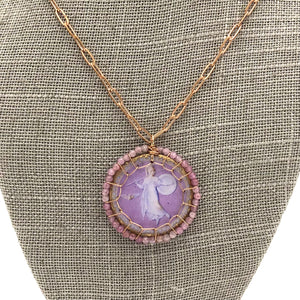Folkloric Jewelry - Necklace - Stitched Bloom (Royal Copenhagen Puce Allegory)