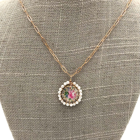Folkloric Jewelry - Necklace - Stitched Dulcet (Sevres Floral)
