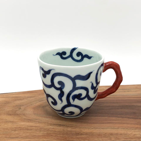 TRIPWARE Japan - Painted Porcelain Mug (Blue Arabesque)